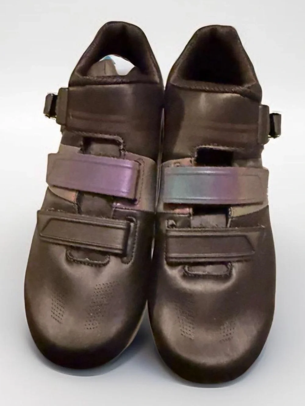 Kids Black Athletic Shoes with Iridescent Straps